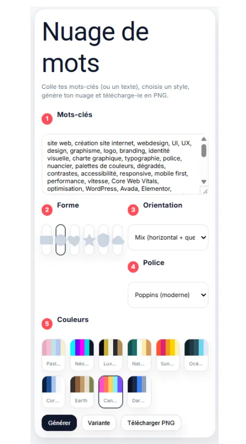 générateur de nuage de mots sur Créa.Com