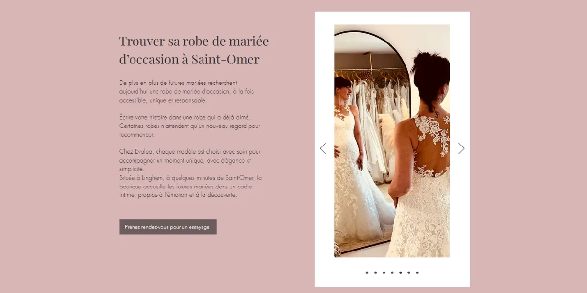 exemple de page seo local pour l'intention de recherche robe de mariée d'occasion à Saint-Omer